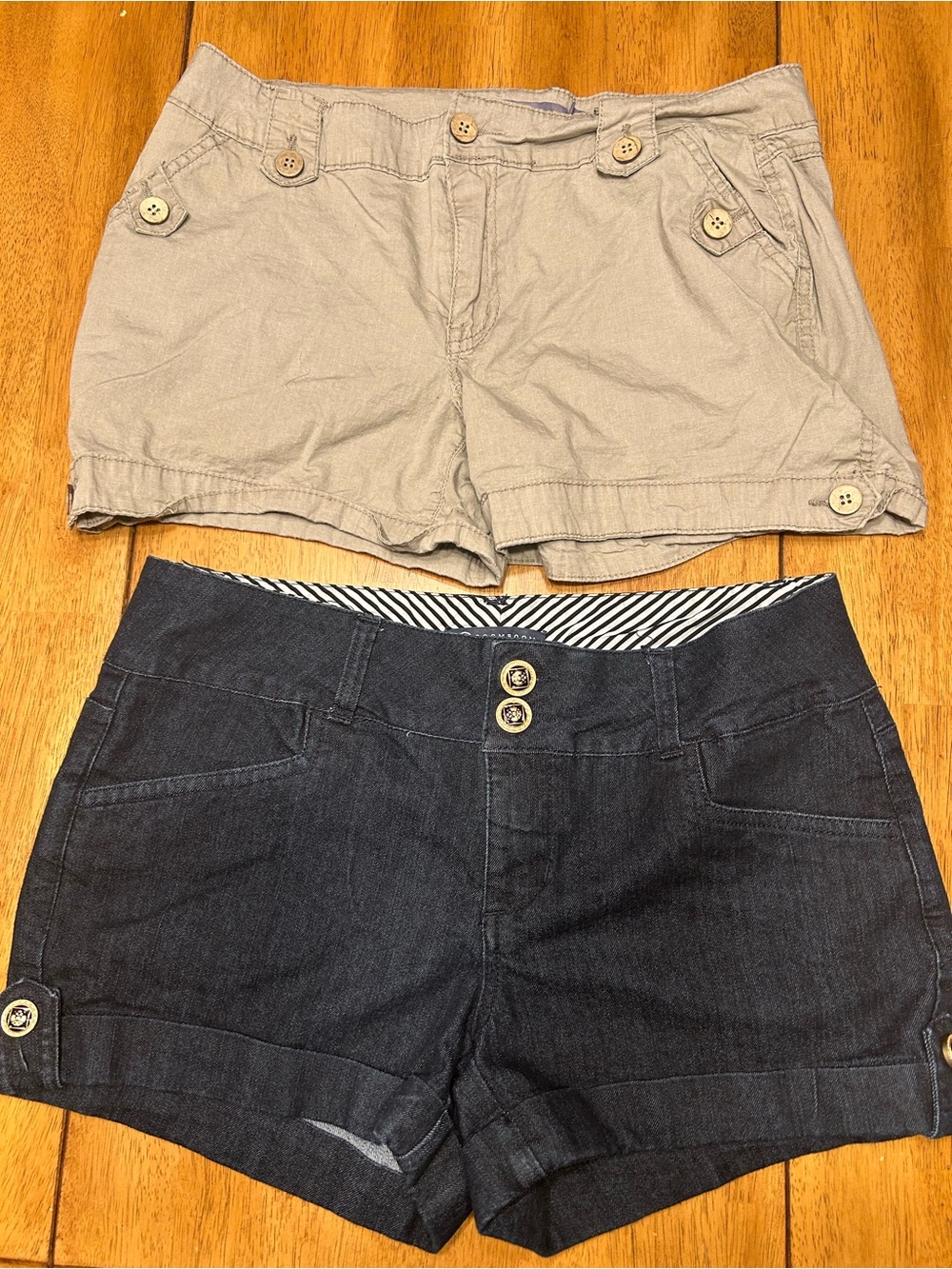 Boom Boom Jeans Beige and Dark Blue High-Waist Shorts Duo Size 11